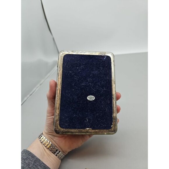 Vintage Embellished Bow Lidded box Silver tone Metal Trinket Jewelry Ring Box - Picture 5 of 7